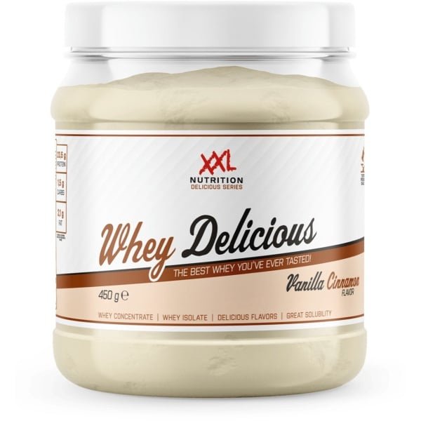 XXL Nutrition - Whey Delicious - 80% Eiwit - Vanille Kaneel - Wei Eiwitpoeder met BCAA & Glutamine, Proteine Poeder, Eiwit shake, Whey Protein - Diverse Smaken - 450 gram (15 shakes)