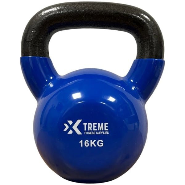 Xtreme Fitness Kettlebell Vinyl 16kg - Vinyl Kettlebell voor Krachttraining - Ergonomische & Brede Handgreep - Gewichten - Geschikt voor CrossFit & Fitness - Conditietraining - Fitness gewichten