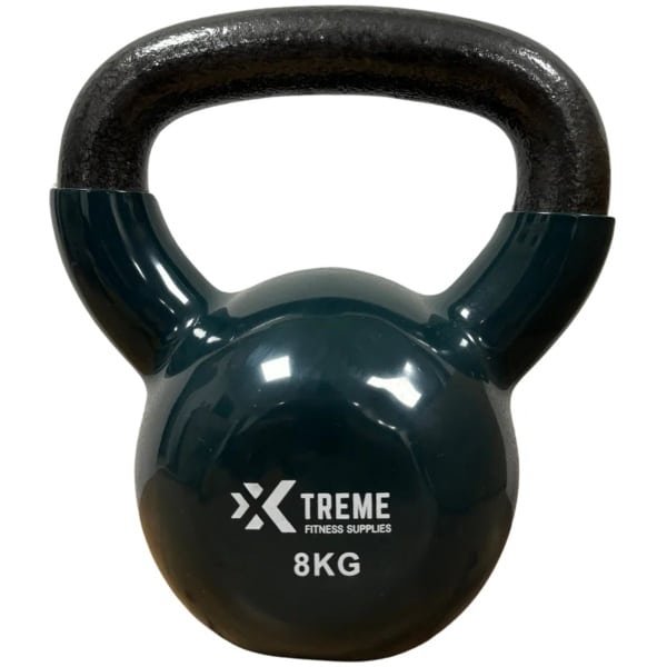 Xtreme Fitness Kettlebell Vinyl 8kg - Vinyl Kettlebell voor Krachttraining - Ergonomische & Brede Handgreep - Gewichten - Geschikt voor CrossFit & Fitness - Conditietraining - Fitness gewichten