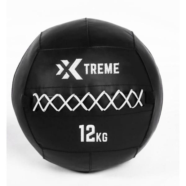 Xtreme Fitness Wall Ball Premium Zwart 12Kg - medicijnbal - medicine ball - wall ball - crossfit - Gewicht bal - medicine ballen - Hyrox Training - Comfortabele grip Voor Krachttraining en Functionele Oefeningen - Wall Ball voor Full Body Workouts