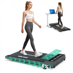 YEE RUN Loopband - Walking Pad - Met 6% Hellingfunctie - 1-6km/u Snelheidsbereik - max. draagvermogen 135 kg - Afstandsbediening en LED-scherm - Treadmill - voor thuis en op kantoor.