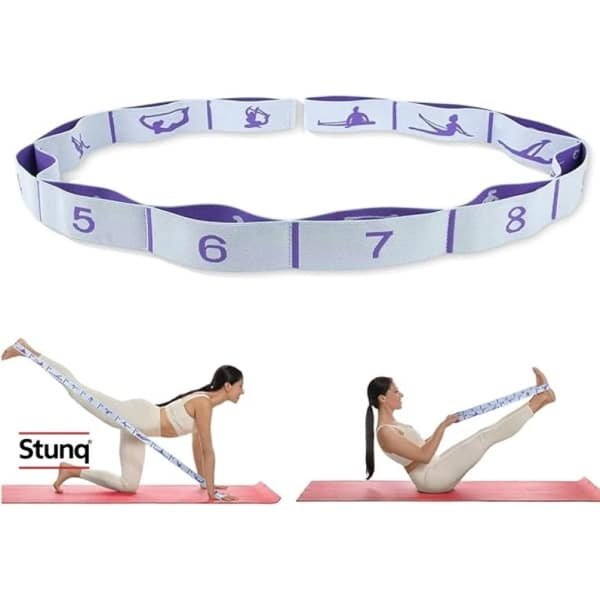 Yoga stretchband met 10 verstelbare lussen voor krachttraining en flexibiliteit