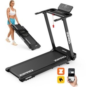 ZIPRO® Forma Lite, Loopband Inklapbaar met Helling, 1-12 km/h, Elektrisch, LED-Display, 12 Programma's, Bluetooth App, Treadmill voor Thuis, Inklapbare met Hellingfunctie, Zwart