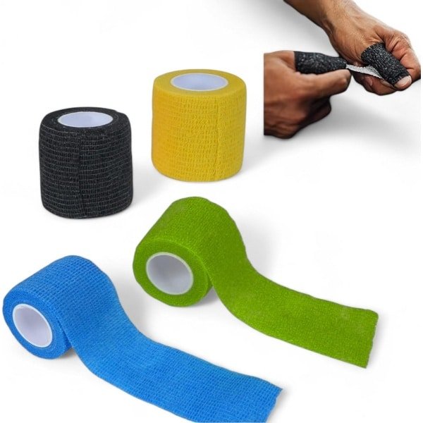 Zelfklevende Sporttape voor Vingers en Handen - Cohesieve Bandage voor CrossFit, Gewichtheffen en Klimmen (4 Rollen)