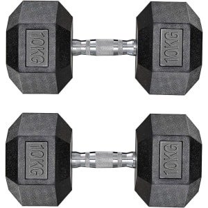 Zeshoekige Halters - Kettlebells Krachttraining - Thuis Fitness - Antislip Roestbestendig - 2 x 10 kg - Zwart