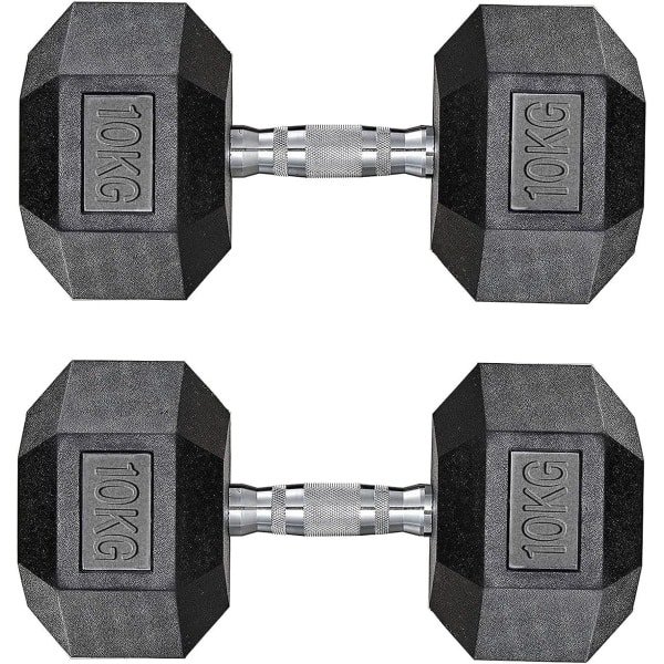 Zeshoekige Halters - Kettlebells Krachttraining - Thuis Fitness - Antislip Roestbestendig - 2 x 10 kg - Zwart