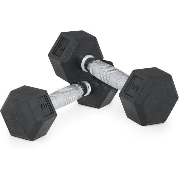 Zeshoekige gietijzeren halters met rubberen coating voor krachttraining