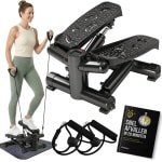 Zoluko Stepper met Weerstand - Inclusief Weerstandsbanden en E-Book - Stepper Fitness - Fitness Step - Mini Stepper - Step Fitness - Aerobic Step - Step - Stepper Fitnessapparaat - Hometrainer - Zwart