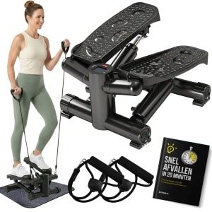 Zoluko Stepper met Weerstand - Inclusief Weerstandsbanden en E-Book - Stepper Fitness - Fitness Step - Mini Stepper - Step Fitness - Aerobic Step - Step - Stepper Fitnessapparaat - Hometrainer - Zwart