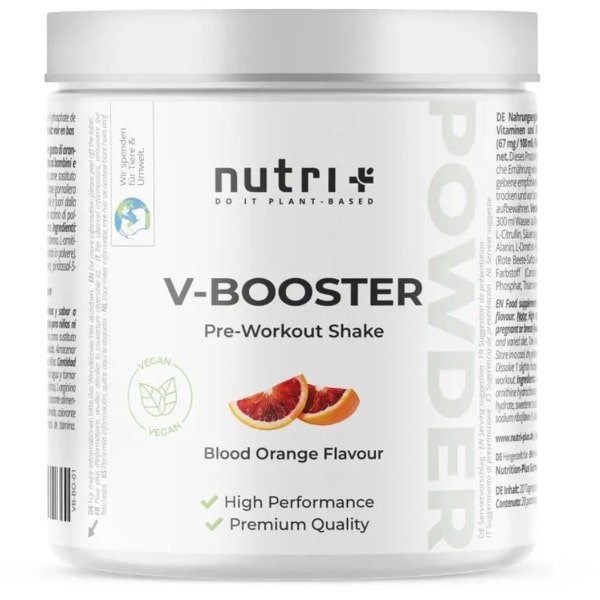 nutri+ Vegan Pre-workout: V-BOOSTER 400 g - smaak: Blood Orange