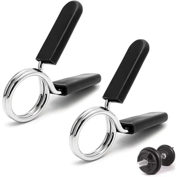 2 Stuks Lange Halterklemmen met Veersluiting voor Gewichtheffen en Krachttraining