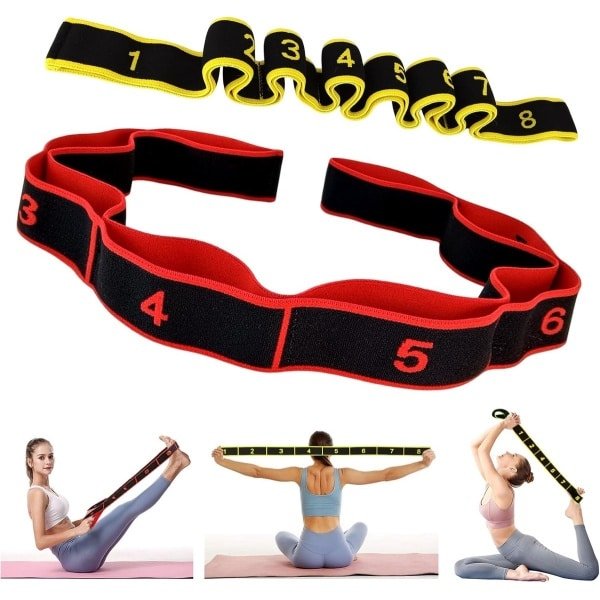 2 stuks elastische fitnessbanden - krachttraining - pedaalelastiek - fitnessweerstandsband - trainingsbanden voor training en yoga - 8 krachtniveaus - fitnessaccessoires - workoutbanden