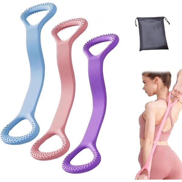 3-delige set Elastische Fitnessbanden in 8-vorm met Opbergtas voor Yoga, Pilates en Krachttraining