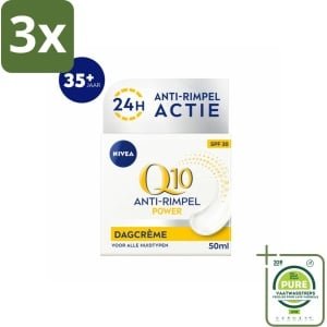3 x NIVEA - Q10 POWER Dagcrème - Anti-Rimpel Crème - SPF 30 - Voor alle huidtypen - Met Q10 & Creatine - Collageenversterker - 50 ml - Grootverpakking - Anti-rimpel Crème - Dagcrème - NIVEA Q10 - Collageen Booster - SPF 30