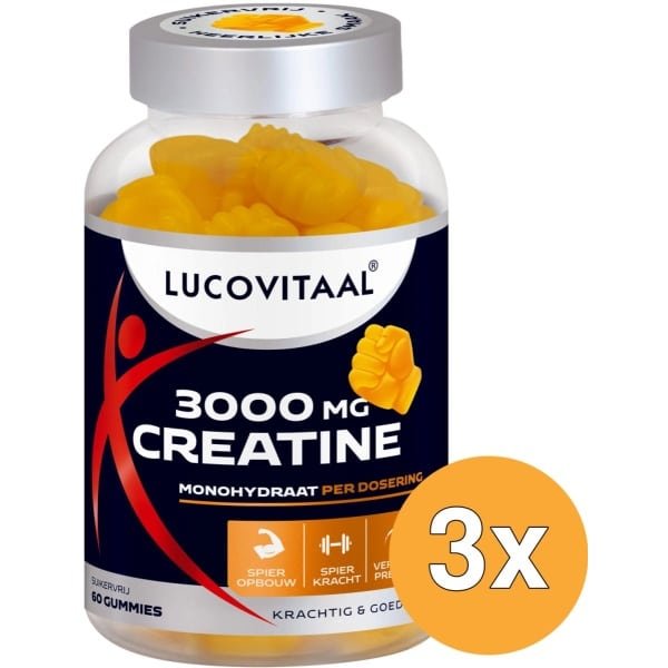 3x Lucovitaal Creatine 3000mg Gummies Vegan (60 gummies)