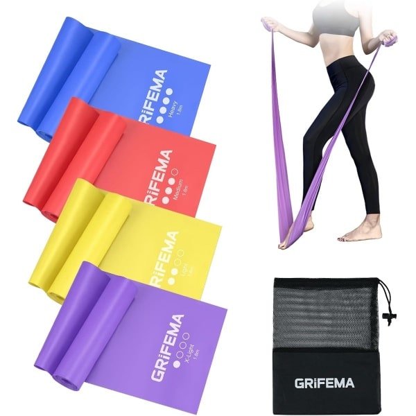 4-Delige Powerfitnessset met Elastische Weerstandsbanden en 4 Weerstandsniveaus - Ideaal voor Yoga, Krachttraining en Thuisfitness