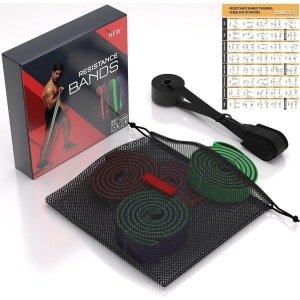 4 Stuks Weerstandsbanden met Deuranker en Opbergtas - Fitnessband - Tweezijdig - Krachttraining - Fysiotherapie - Thuis Sporten - Elastische Banden - Voor Vrouw en Man
