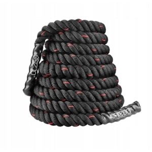 4FIZJO - Crossfit Trainingstouw - 12m - Antisliphandvatten - Zwart met Rood
