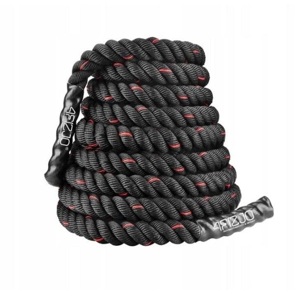 4FIZJO - Crossfit Trainingstouw - 12m - Antisliphandvatten - Zwart met Rood
