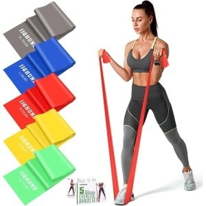 5 Stuks Weerstandsbanden - Oefenbands Elastische Stretchbanden voor Fitness - Yoga - Pilates - Strekken - Krachttraining - Thuis Gymnastiek