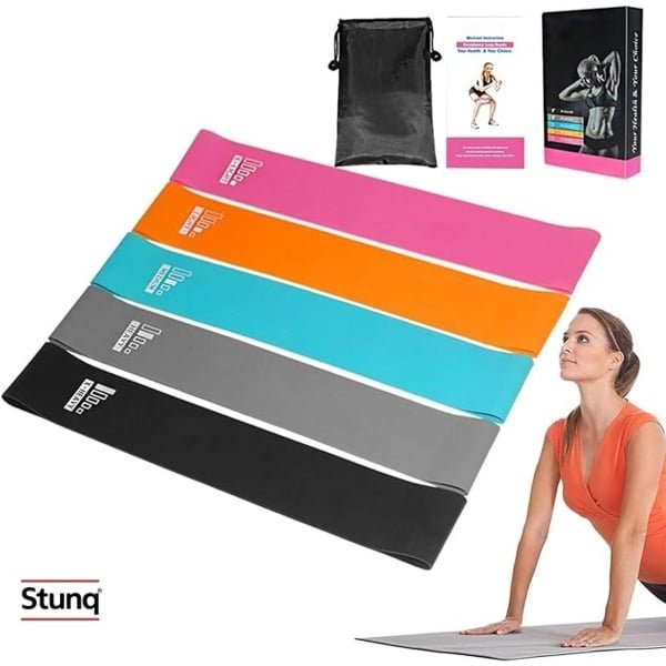 5-delige fitnessbanden set voor thuisworkouts - elastische weerstandsbanden voor krachttraining