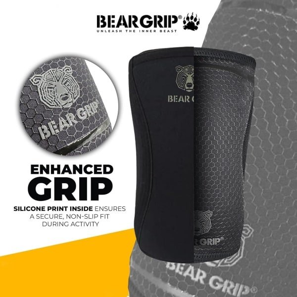 7mm Compressie Elleboog Sleeves voor Krachttraining, Gewichtheffen en Crossfit (Zwart/Grijs)