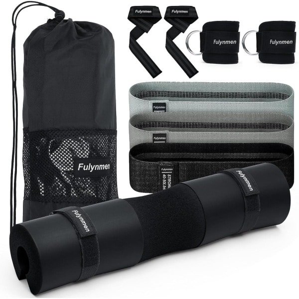 9-Delige Set Trainingsaccessoires: Squat Pad, Hip Thrust Kussen, Weerstandsbanden en Enkelbanden voor Krachttraining