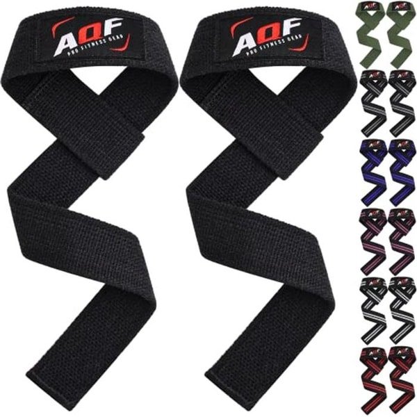 AQF Gewichtheffen Bandjes voor Gym, CrossFit niet-opgevulde Training Polssteun Bandjes Bodybuilding Powerlifting Fitness Webbing Bar Grips