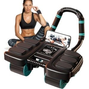 Ab Roller Wiel - Buikwiel Fitnessroller - Core Krachttraining - Automatische Rebound - 42x36x24cm - Zwart