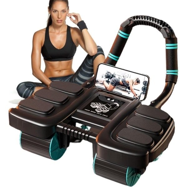 Ab Roller Wiel - Buikwiel Fitnessroller - Core Krachttraining - Automatische Rebound - 42x36x24cm - Zwart