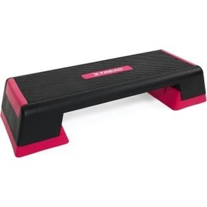 Aerobic Step - Fitness Platform - Cardio Training - Verstelbare Hoogte - 98 x 36 cm - Grijs/Roze