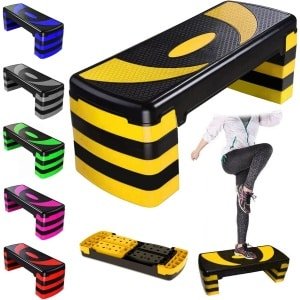 Aerobic Step Platform - Fitness Stap - Cardio Training - 5 In Hoogte Verstelbaar - Tot 30 cm - Geel