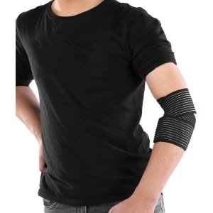 Allecto- Verstelbare Sportbanden Bandage Wrap Elleboog Enkelpols-elleboog, Elleboogbrace met Kniebeugels - Sport - Ondersteuning - Geschikt voor diverse sporten - Zwart - Blessurepreventie - Fitness - Krachttraining.