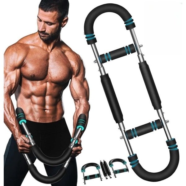 Armtrainer Borstexpander - Krachttrainer Thuistrainer - Lichaamskracht Opbouwen - Verstelbare Weerstand - 3 Weerstandsniveaus - Blauw