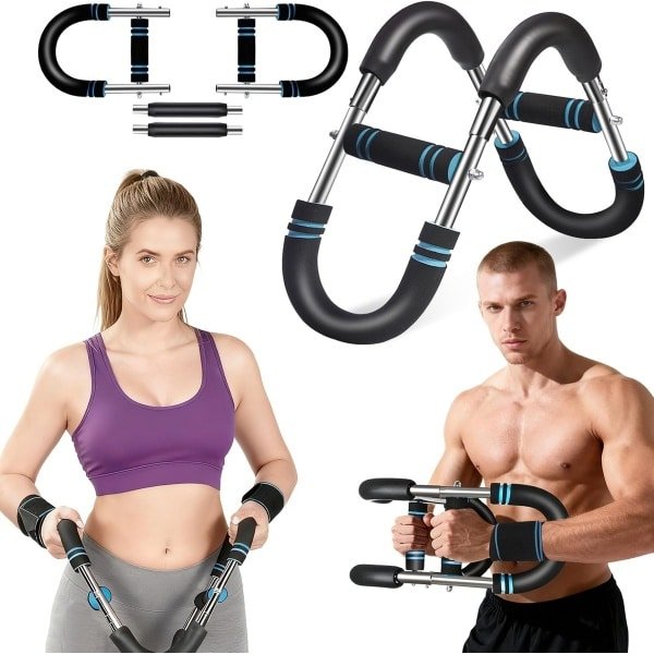 Armtrainer Borstspiertrainer - Onderarmtrainer Krachttrainer - Bovenlichaam Trainen - Verstelbare Weerstand 30-50kg - 16 kg Lichtgewicht - Blauw