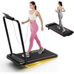 BIGZZIA 3-in-1 opvouwbare loopband met 7% helling - Inklapbaar loopband Elektrisch met armleuningen - 1-8 km/u - 2,5 pk motor - afstandsbediening - LED-scherm - 130 kg draagvermogen - Geluid