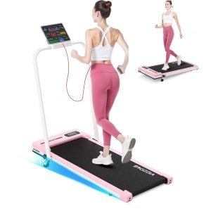 BIGZZIA 3-in-1 opvouwbare loopband met armleuningen - Inklapbaar loopband Elektrisch - 5% helling - 1-8 km/u - 2,5 pk motor - afstandsbediening - LED-scherm - 130 kg draagvermogen - Geluid