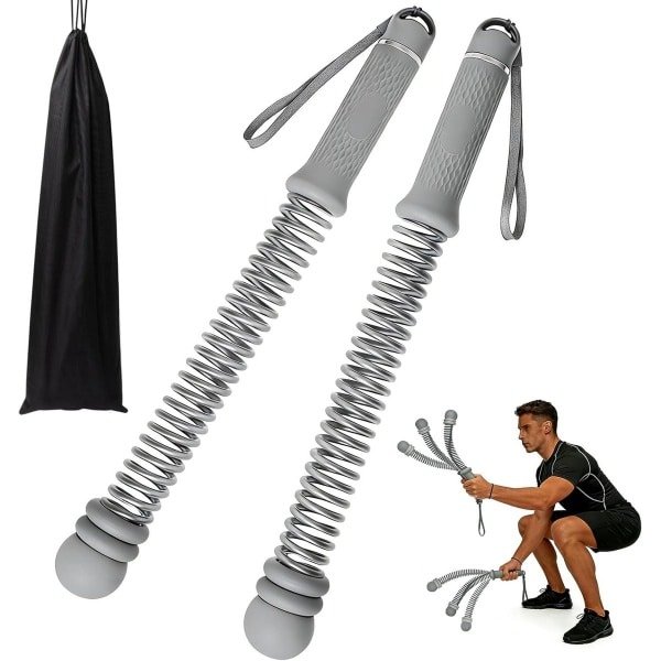 Battle Rope - Vechttouw draadloos - Thuis krachttraining - Verstelbare verzwaringsringen - 2 stuks - Grijs
