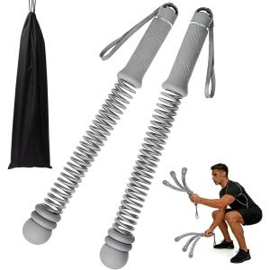 Battle Rope - Vechttouw draadloos - Thuis krachttraining - Verstelbare verzwaringsringen - 2 stuks - Grijs