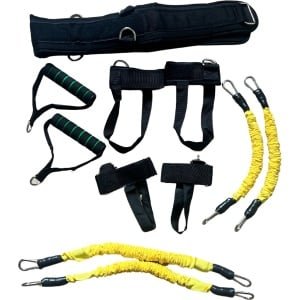 Boxing Weerstand Training Set - Geel - Verbetert kracht, snelheid en uithoudingsvermogen. Inclusief weerstandsbanden en riemen. Ideaal voor bokstraining, cardio en krachttraining thuis of in de gym. Versterkt armen, benen, schouders en core.