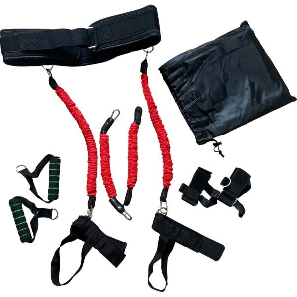 Boxing Weerstand Training Set - Rood - Verbetert kracht, snelheid en uithoudingsvermogen. Inclusief weerstandsbanden en riemen. Ideaal voor bokstraining, cardio en krachttraining thuis of in de gym. Versterkt armen, benen, schouders en core.