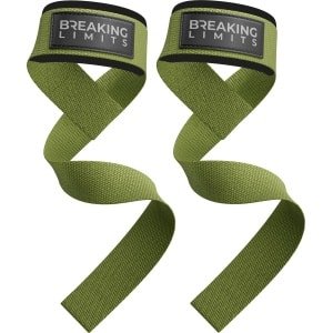 Breaking Limits Lifting Straps - Lifting Grips/Hooks - Deadlift Straps - Lift Straps - Fitness, Crossfit & Krachttraining - 2 Stuks - Militairgroen