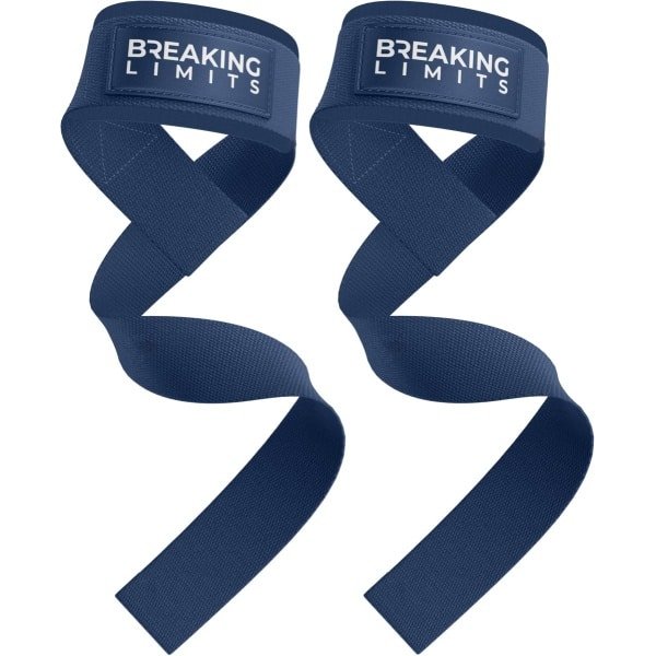 Breaking Limits Lifting Straps - Lifting Grips/Hooks - Deadlift Straps - Lift Straps - Fitness, Crossfit & Krachttraining - 2 Stuks - Navy Blue