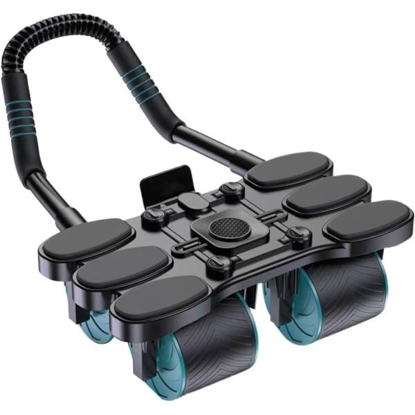Buikroller Vierwieler - Ab Roller Wiel - Krachttraining Buikspieren - Automatische Rebound Functie - 32 cm - Zwart