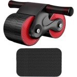 Buikspier Wiel - Fitness Wiel - Krachttraining Thuis - Automatische Terugslag - 37x245cm - Rood