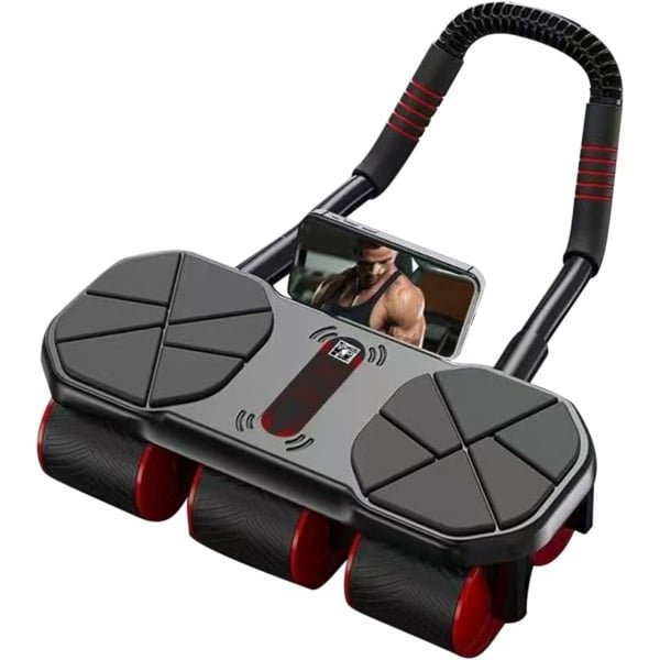 Buikspierroller - Fitnesswiel Core Trainer - Thuis Krachttraining - Automatische Terugslag - 36x42x22cm - Rood Zwart