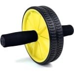 Buiktrainer Wiel - Buikroller Fitness - Thuis Krachttraining - Antislip Grip - 19x23x9cm - Geel