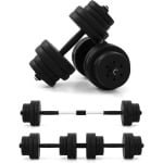 COSTWAY 2-in-1 halterset, 30 kg, 2-delige set, korte en lange halter, verstelbaar, halterset met verbindingsbuis voor krachttraining, fitness, home gym