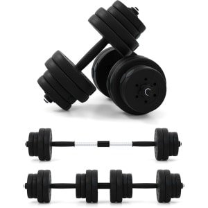 COSTWAY 2-in-1 halterset, 30 kg, 2-delige set, korte en lange halter, verstelbaar, halterset met verbindingsbuis voor krachttraining, fitness, home gym