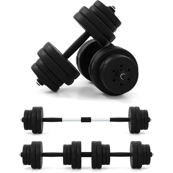 COSTWAY 2-in-1 halterset, 30 kg, 2-delige set, korte en lange halter, verstelbaar, halterset met verbindingsbuis voor krachttraining, fitness, home gym
